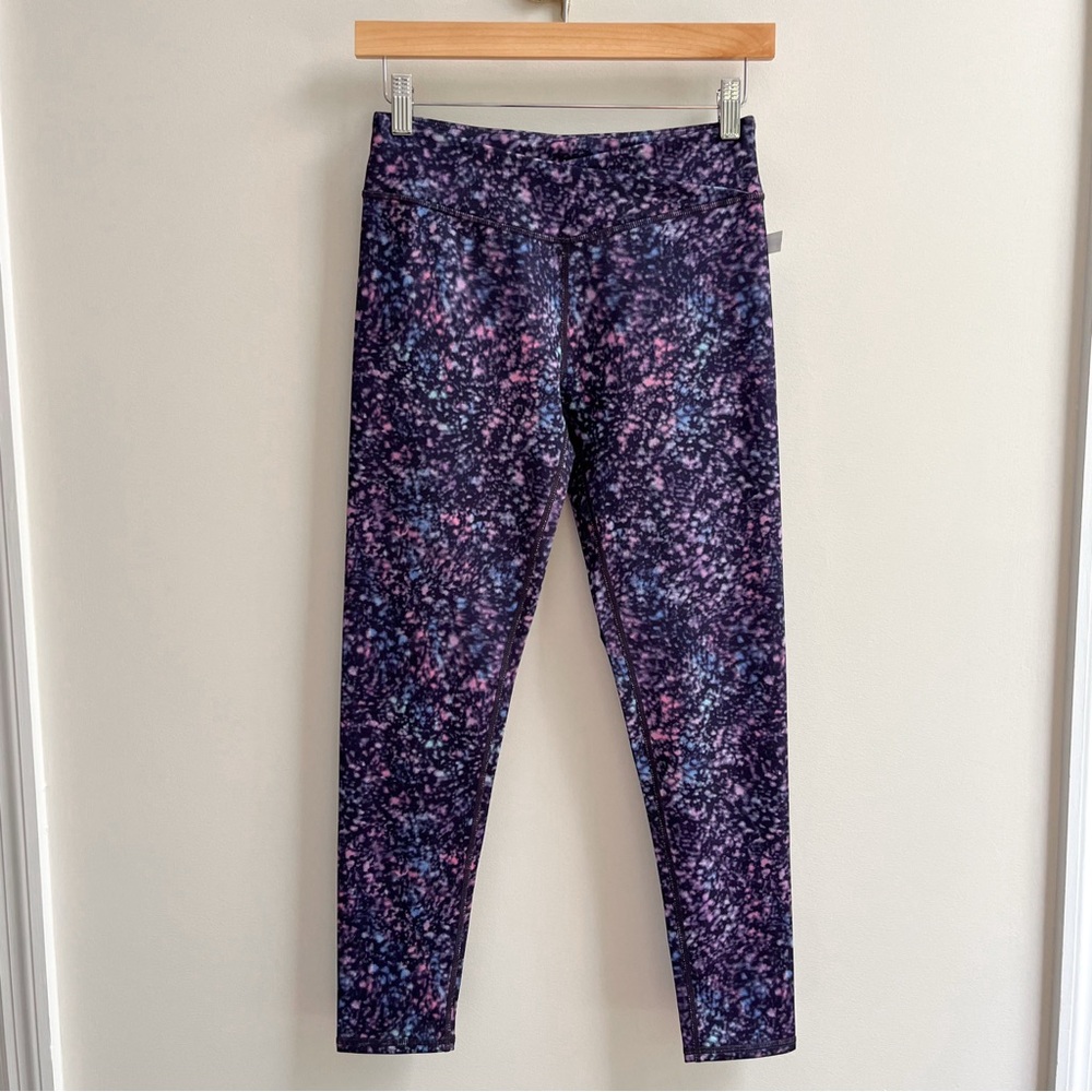 [zella girl] crossover high waist 7/8 printed leggings blue purple XL 14/16